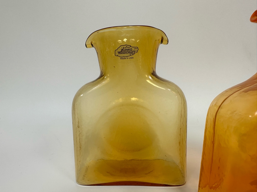 Three Vintage Blenko Glass Double Spout Pitchers Water Jugs Mini Series Carafe 6H [Photo 6]
