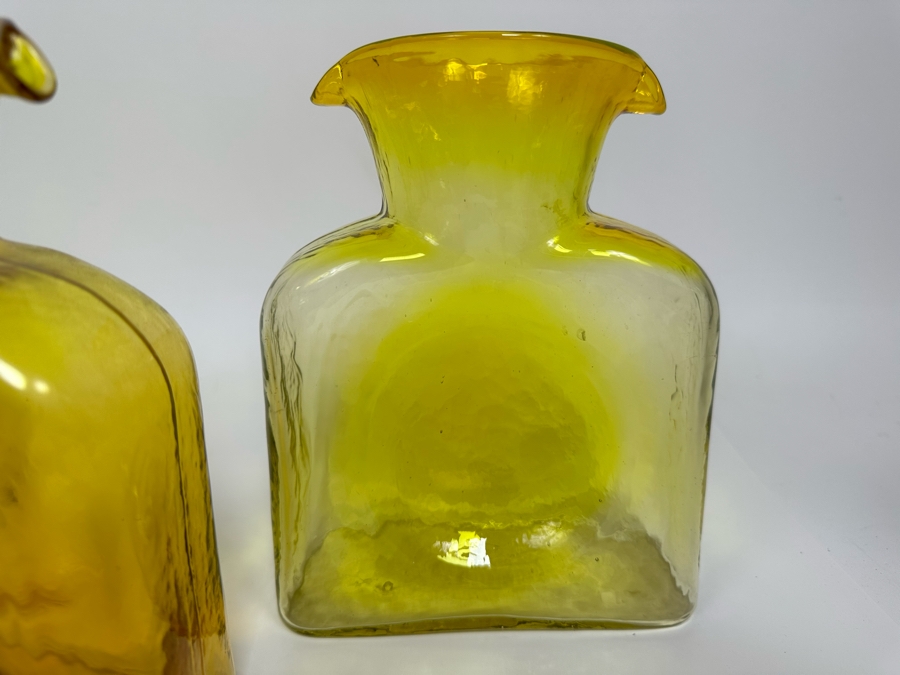 Three Vintage Blenko Glass Double Spout Pitchers Water Jugs Carafe 8H [Photo 8]
