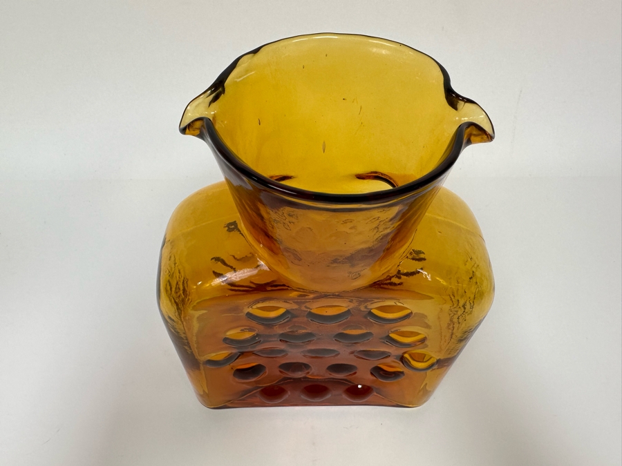 Vintage Blenko Glass Hobnail Double Spout Pitcher Water Jug Carafe 8H [Photo 7]