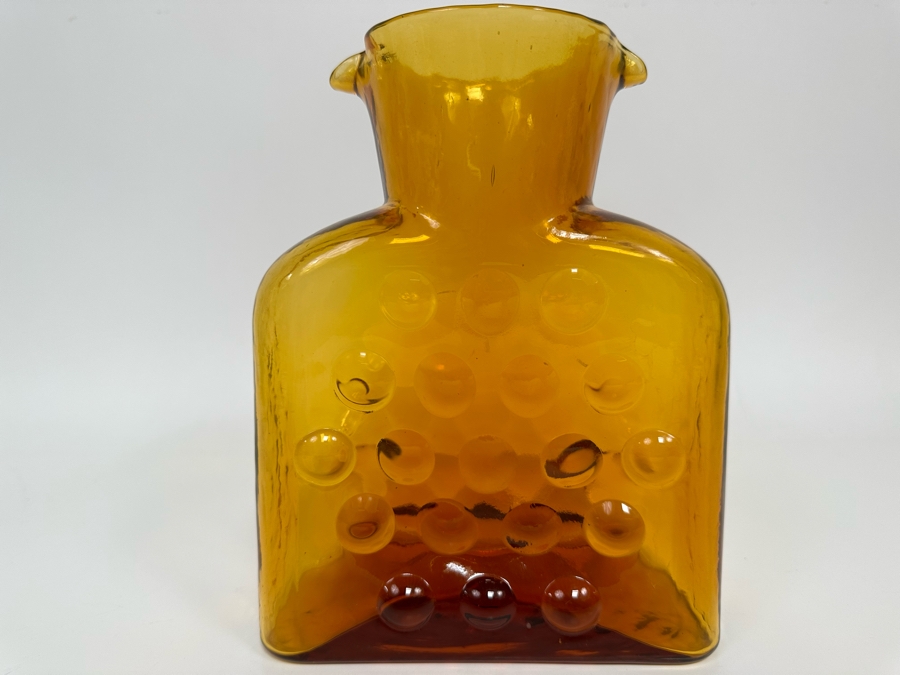 Vintage Blenko Glass Hobnail Double Spout Pitcher Water Jug Carafe 8H [Photo 3]