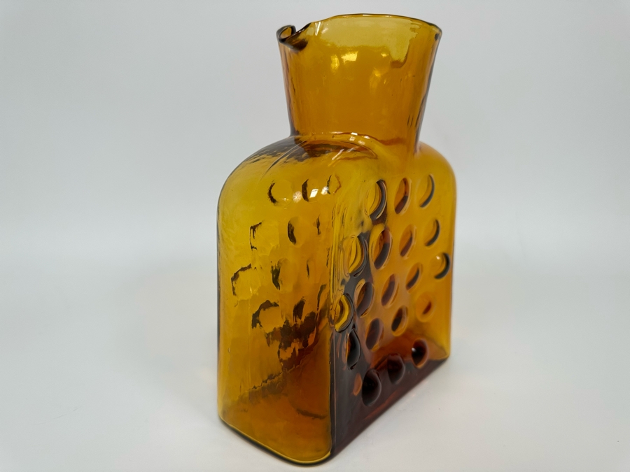 Vintage Blenko Glass Hobnail Double Spout Pitcher Water Jug Carafe 8H [Photo 5]