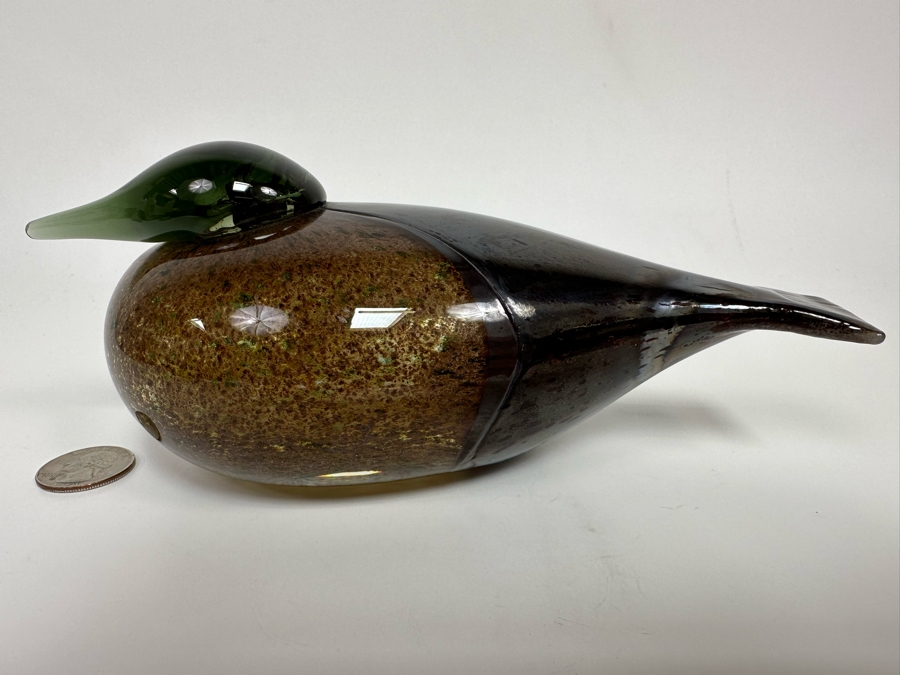 Oiva Toikka (Finland) Art Glass Bird Haahkatar Or Eider Sea Duck By Iittala With Original Box 8W X 3.5D X 3H [Photo 3]