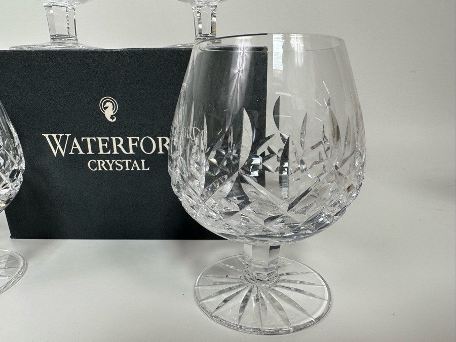 Waterford Crystal Lismore Brandy Balloon Glasses, Set Of Four With Box [Photo 5]