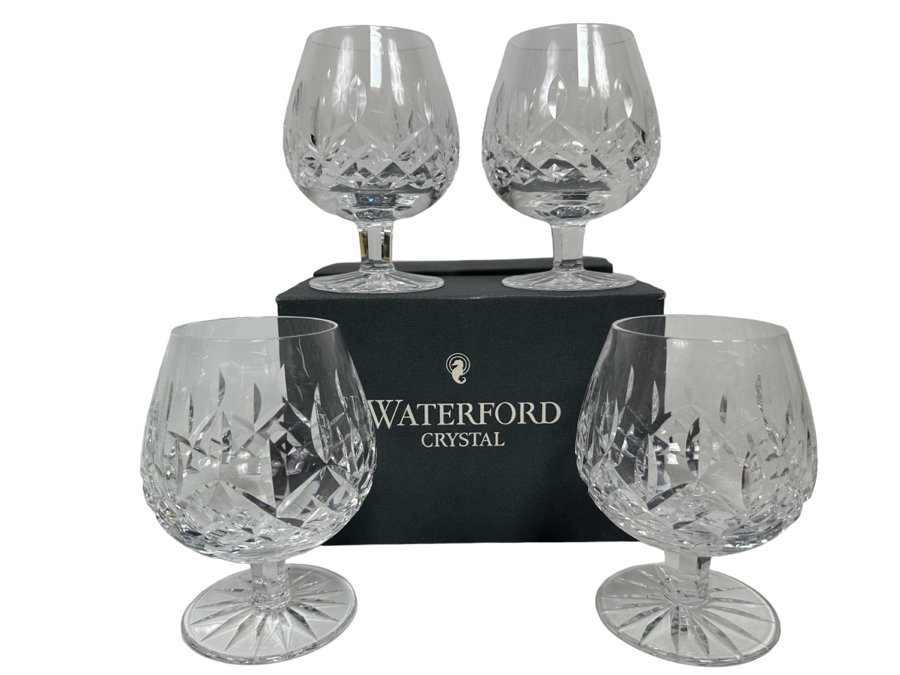 Set Of 6 Waterford Crystal Lismore Large Brandy Glasses Signed