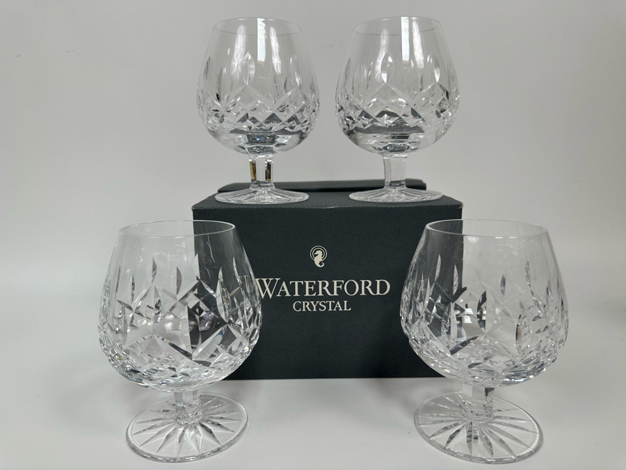 Waterford Crystal Lismore Brandy Balloon Glasses, Set Of Four With Box [Photo 3]