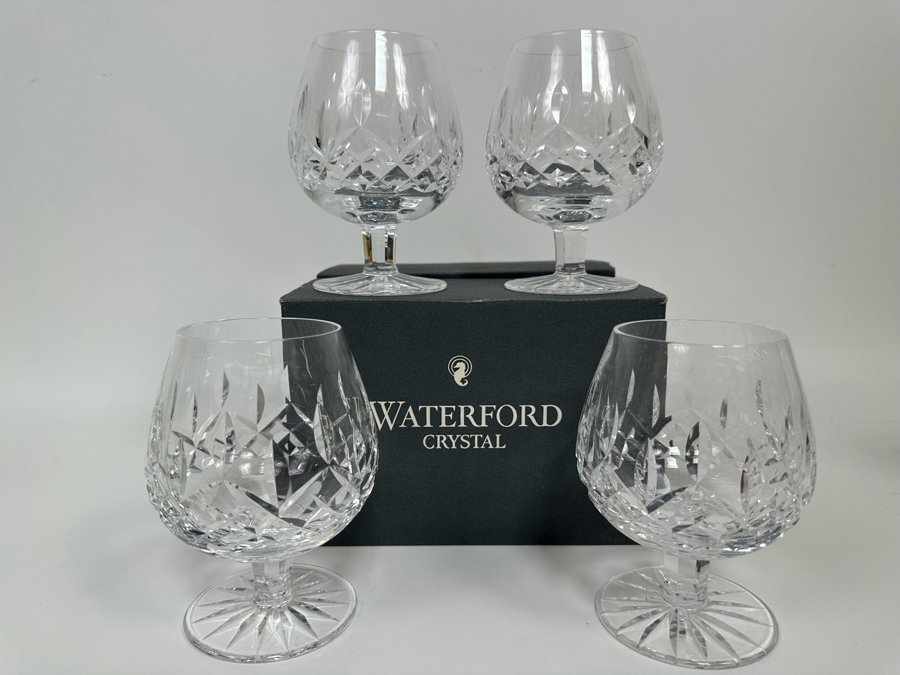 Waterford Crystal Lismore Brandy Balloon Glasses, Set Of Four With Box