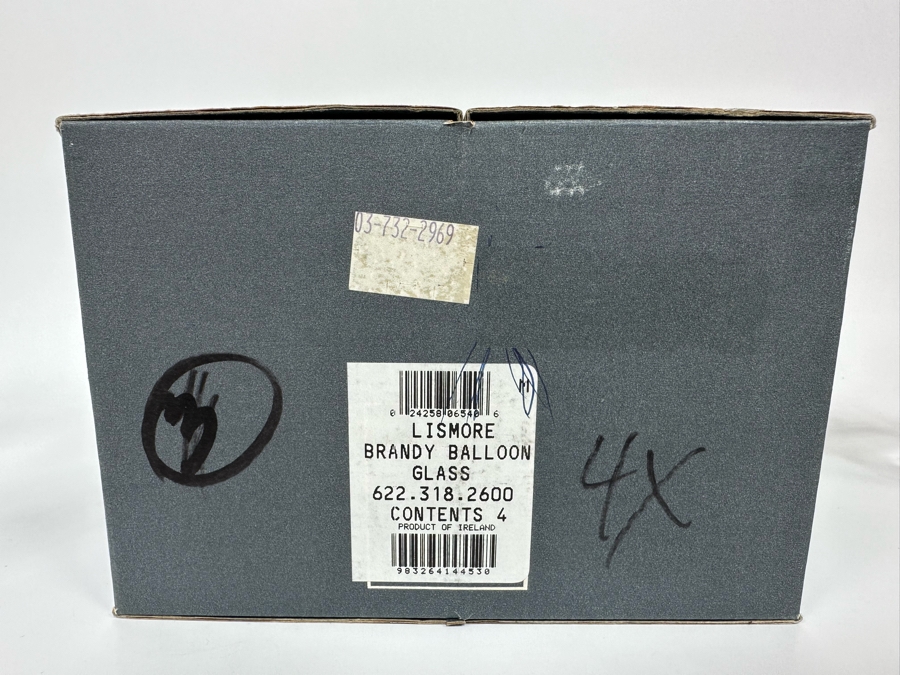 Waterford Crystal Lismore Brandy Balloon Glasses, Set Of Four With Box [Photo 7]