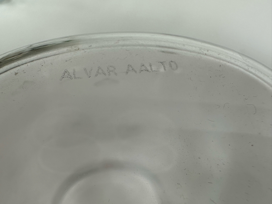 Alvar Aalto Organic Clear Glass Vase Finnish Design Savoy Vase Mouthblown For Iittala 8W X 6H [Photo 12]