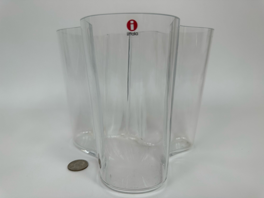 Alvar Aalto Organic Clear Glass Vase Finnish Design Savoy Vase Mouthblown For Iittala 8W X 6H [Photo 4]