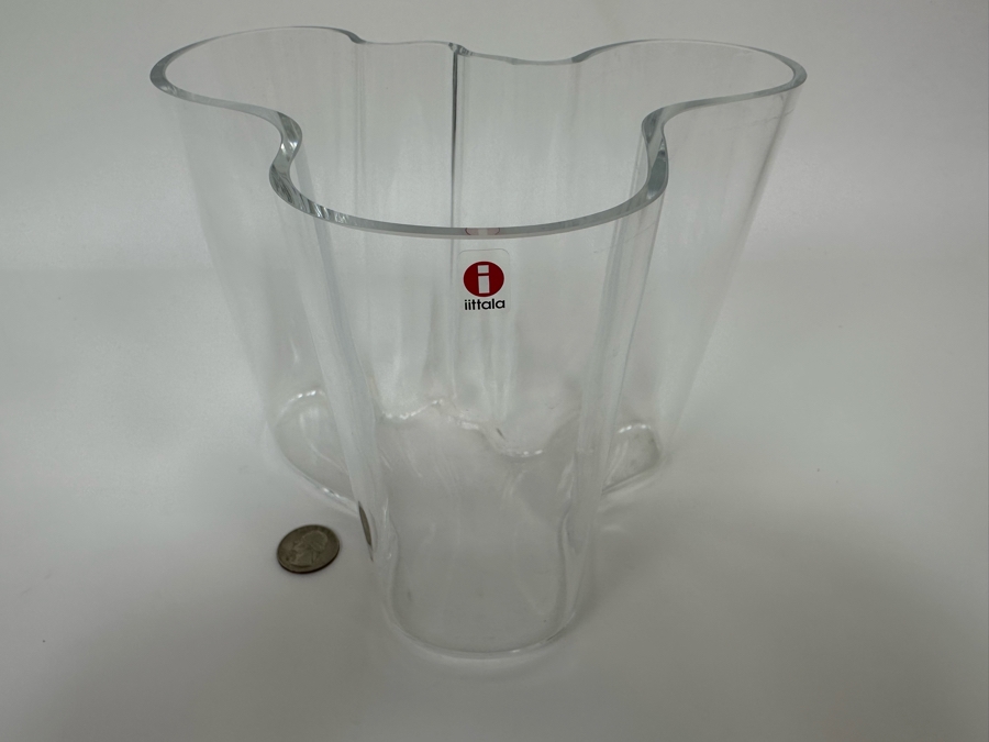 Alvar Aalto Organic Clear Glass Vase Finnish Design Savoy Vase Mouthblown For Iittala 8W X 6H [Photo 5]