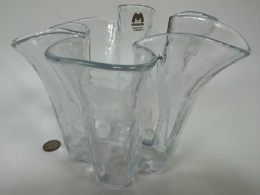 Muurla Vase Hand Made In Finland Freeform Handkerchief Design 7W X 6H [Photo 3]