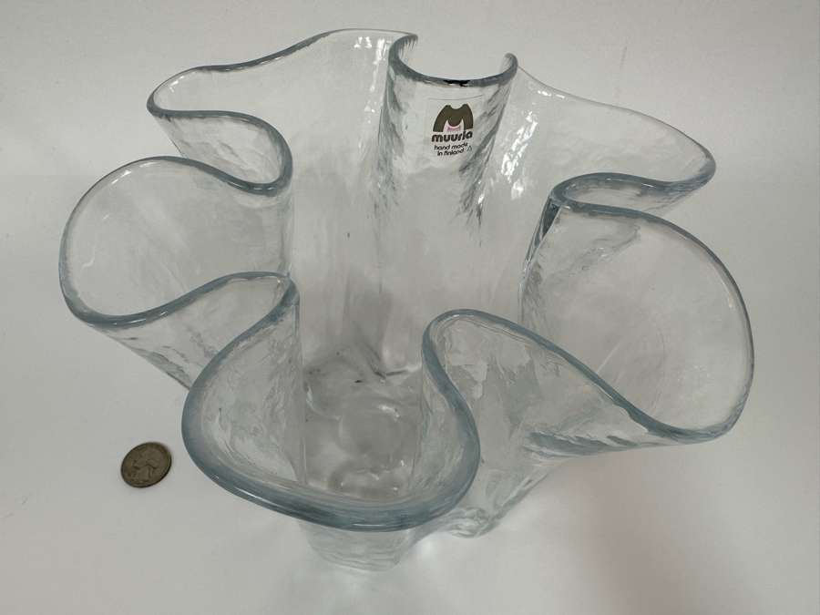 Muurla Vase Hand Made In Finland Freeform Handkerchief Design 7W X 6H [Photo 5]