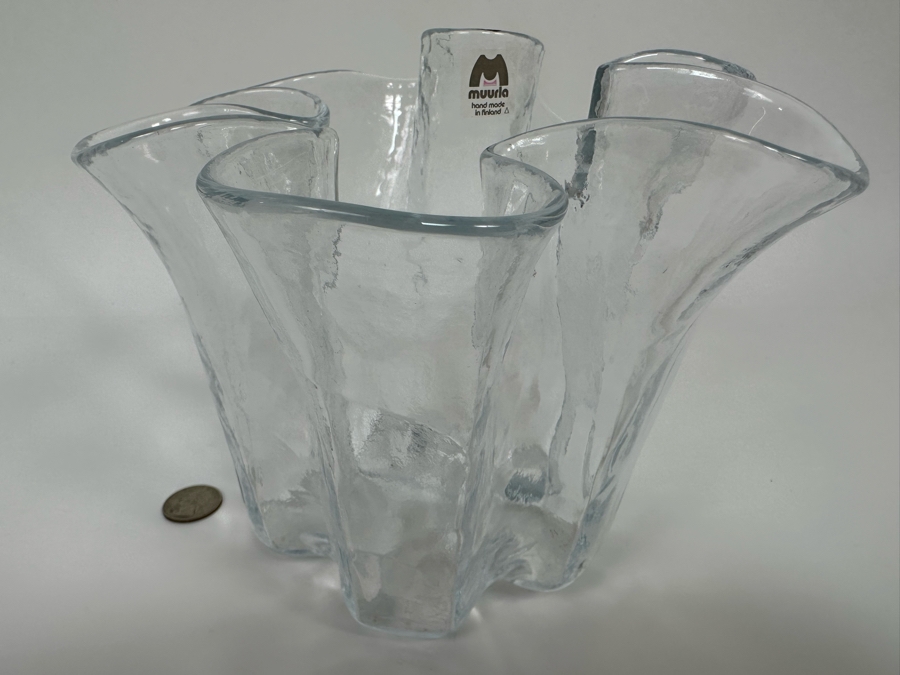 Muurla Vase Hand Made In Finland Freeform Handkerchief Design 7W X 6H [Photo 2]