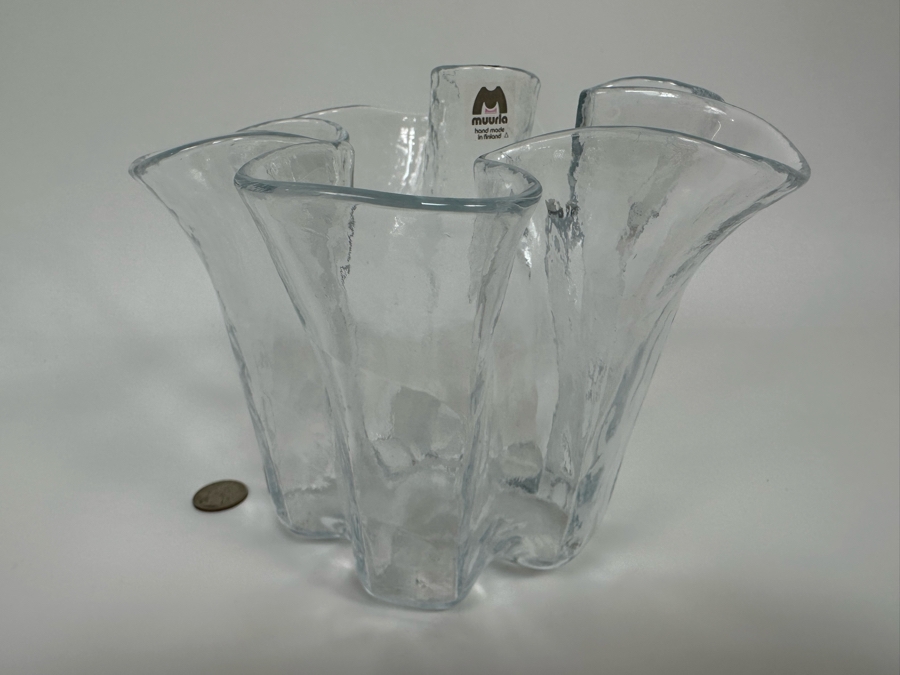 Muurla Vase Hand Made In Finland Freeform Handkerchief Design 7W X 6H [Photo 4]