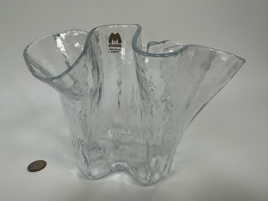 Muurla Vase Hand Made In Finland Freeform Handkerchief Design 7W X 6H [Photo 9]