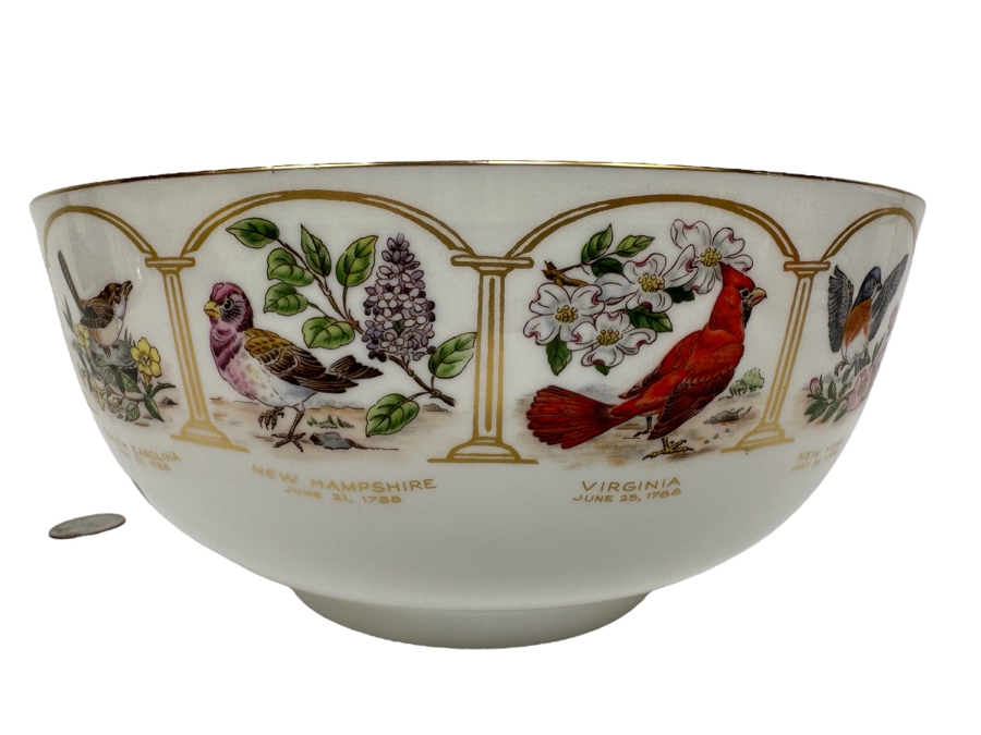 Boehm Birds And Flowers Of The Thirteen Original States Bowl 8R X 3.5H