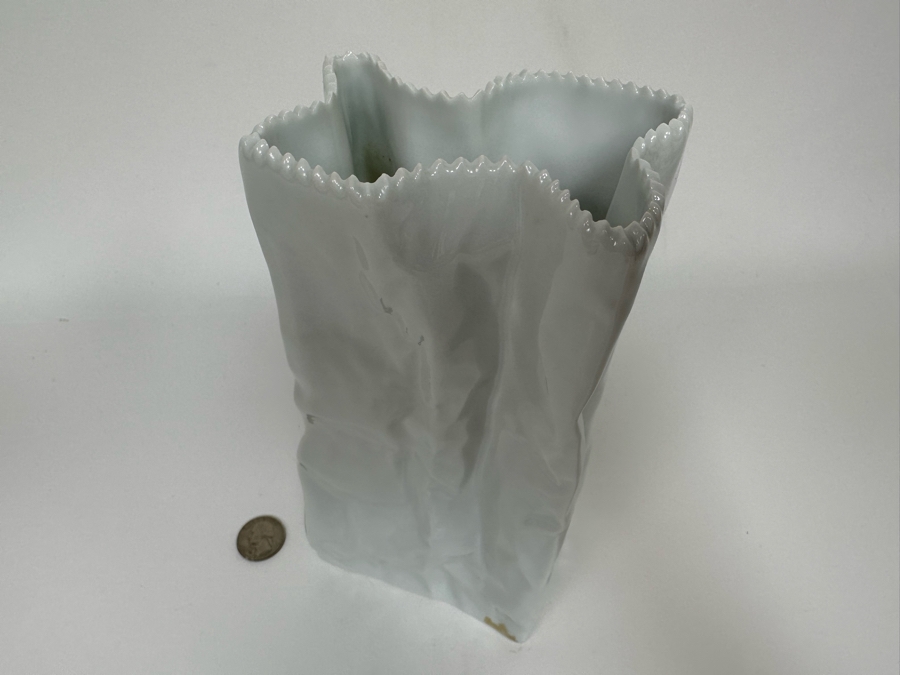 Tapio Wirkkala White Porcelain Bag Vase For Rosenthal Germany 4W X 2.5D X 8.5H [Photo 6]