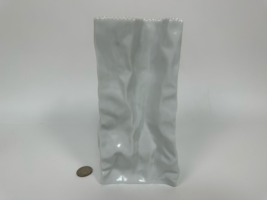 Tapio Wirkkala White Porcelain Bag Vase For Rosenthal Germany 4W X 2.5D X 8.5H [Photo 7]