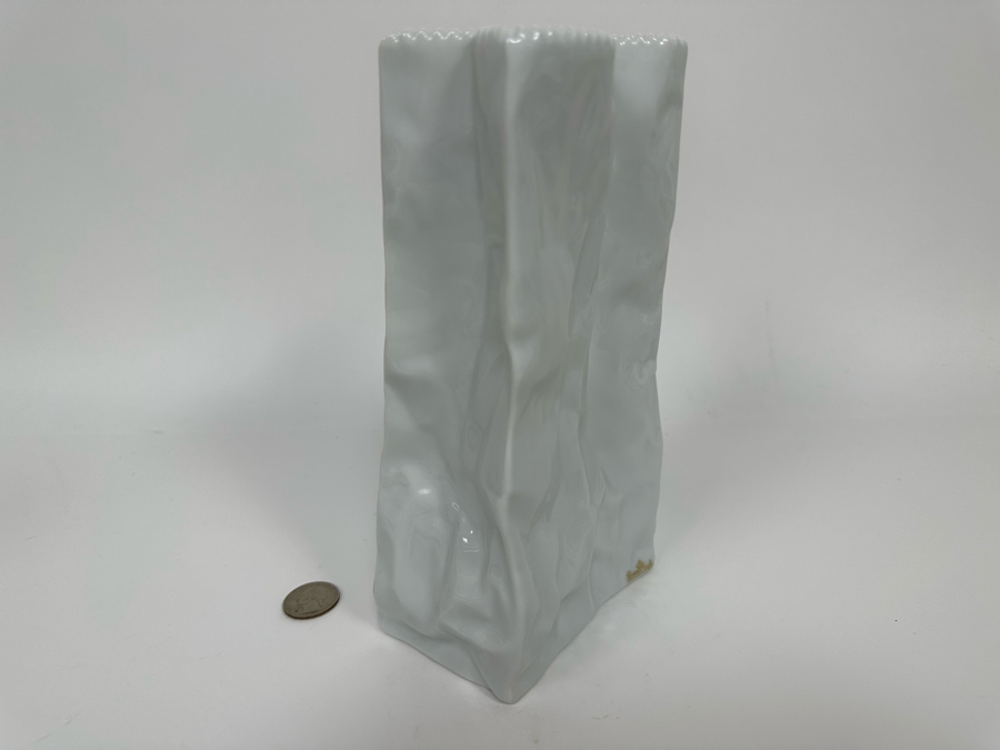 Tapio Wirkkala White Porcelain Bag Vase For Rosenthal Germany 4W X 2.5D X 8.5H [Photo 8]
