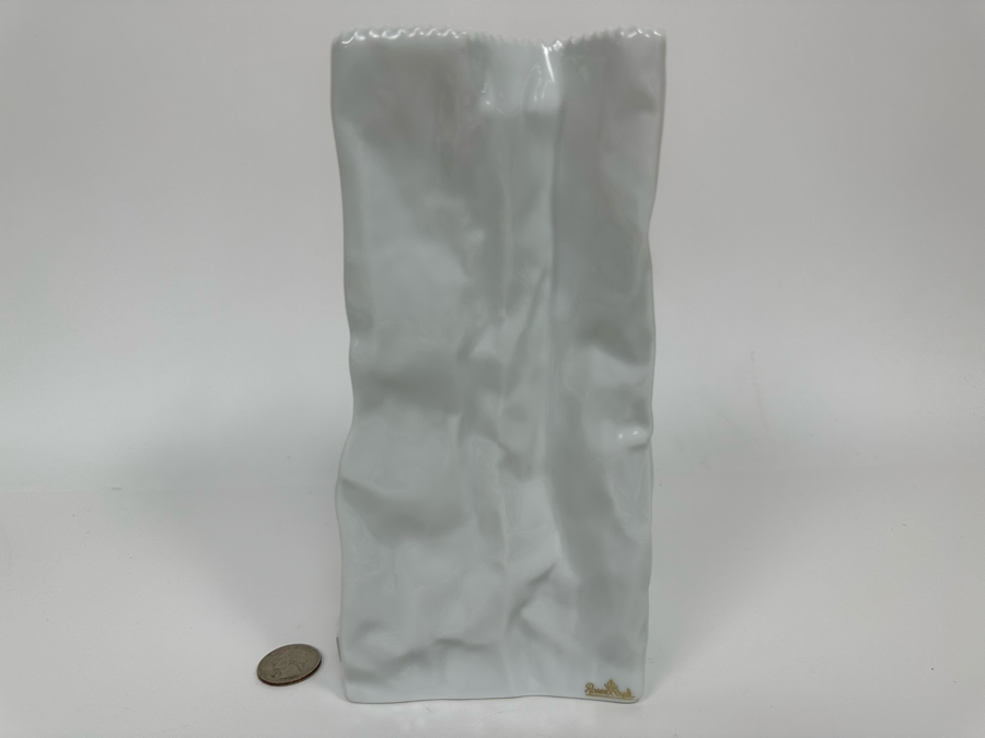 Tapio Wirkkala White Porcelain Bag Vase For Rosenthal Germany 4W X 2.5D X 8.5H [Photo 5]