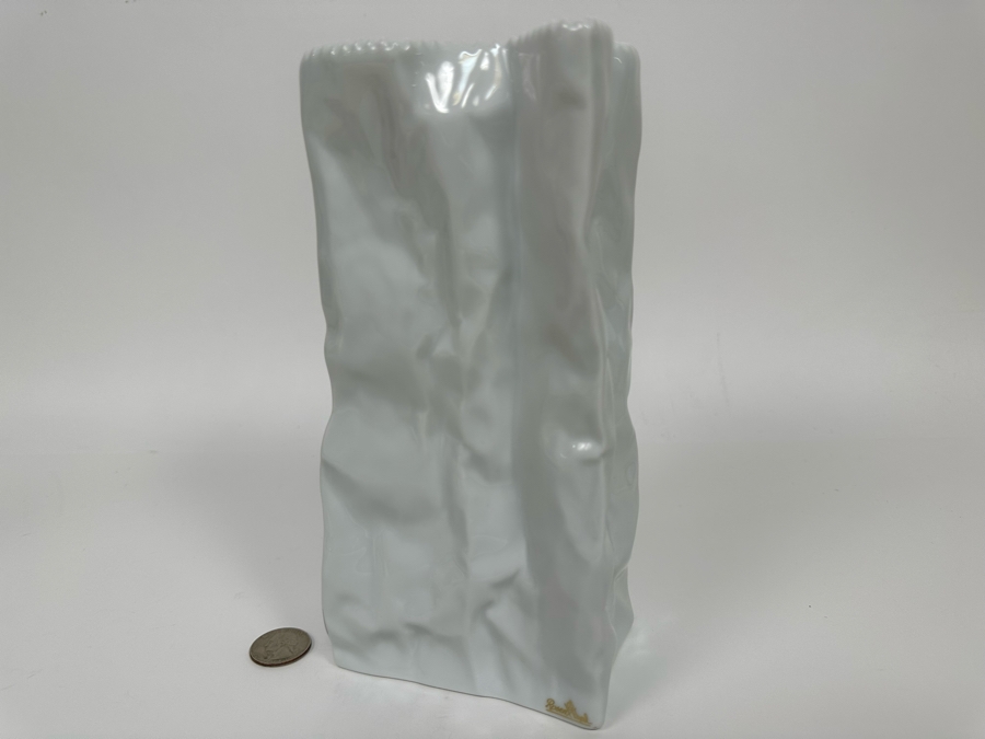 Tapio Wirkkala White Porcelain Bag Vase For Rosenthal Germany 4W X 2.5D X 8.5H [Photo 12]