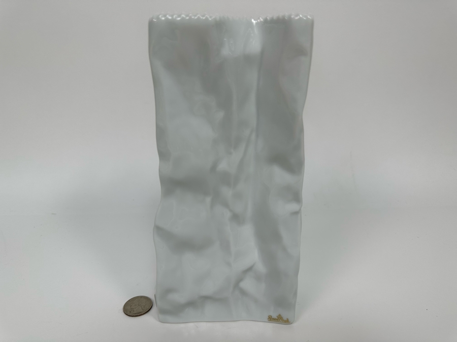 Tapio Wirkkala White Porcelain Bag Vase For Rosenthal Germany 4W X 2.5D X 8.5H [Photo 4]