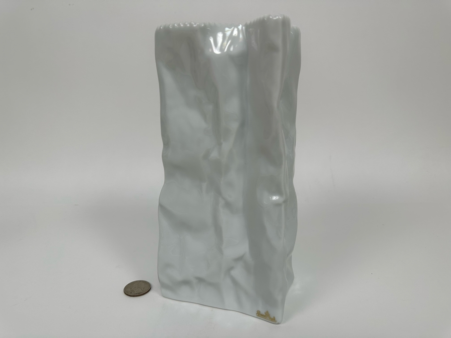 Tapio Wirkkala White Porcelain Bag Vase For Rosenthal Germany 4W X 2.5D X 8.5H [Photo 13]