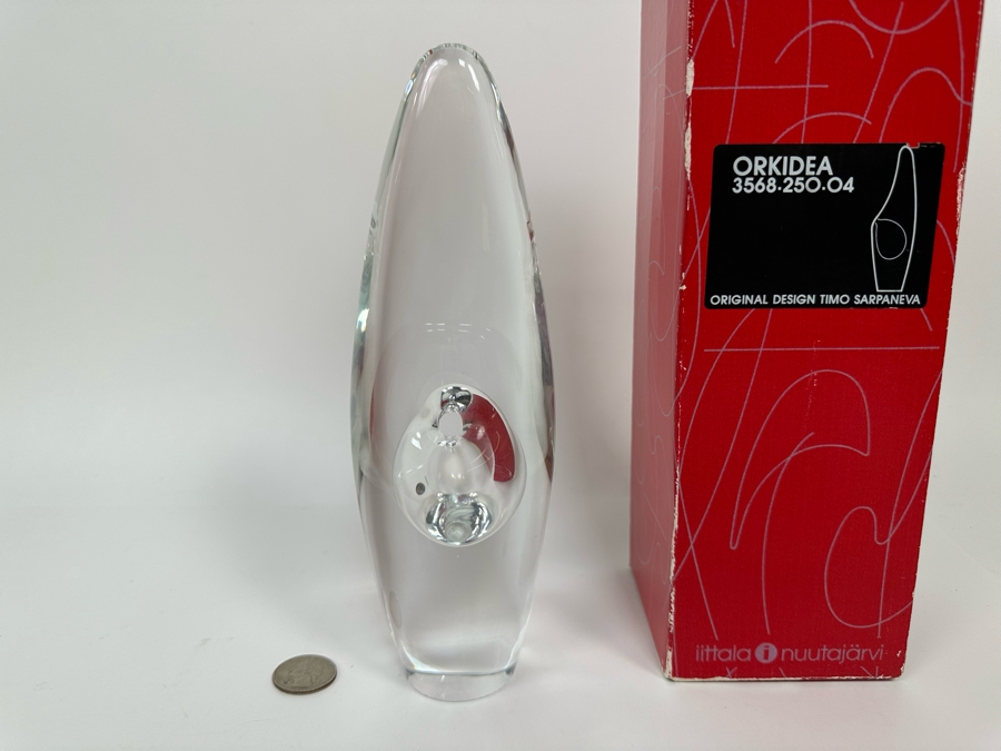 Timo Sarpaneva Orkidea Orchid Art Glass Vase For Iittala Finland With Retails $1,600 [Photo 3]