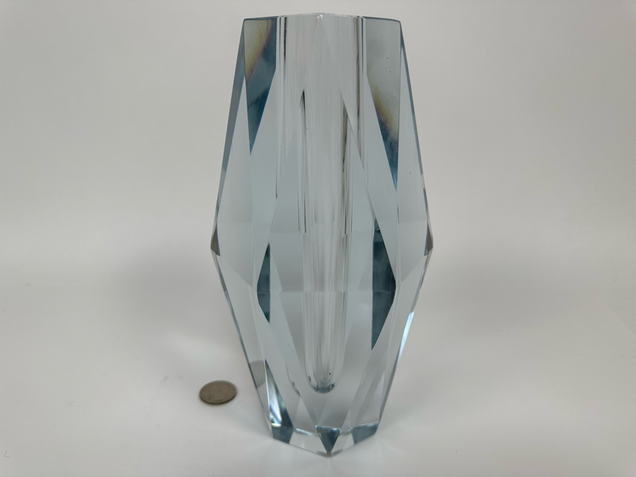 Strombergshyttan Large Faceted Vase Made In Sweden 4.5W X 8.5H Retails $1,200 [Photo 10]