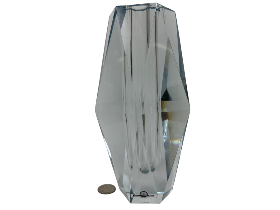 Strombergshyttan Large Faceted Vase Made In Sweden 4.5W X 8.5H Retails $1,200