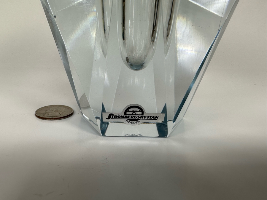 Strombergshyttan Large Faceted Vase Made In Sweden 4.5W X 8.5H Retails $1,200 [Photo 5]