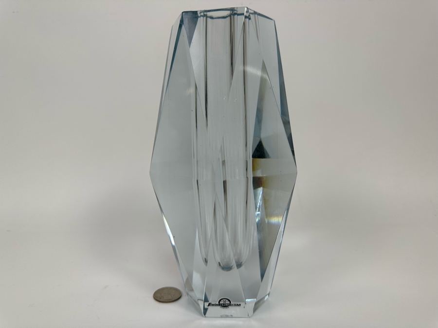 Strombergshyttan Large Faceted Vase Made In Sweden 4.5W X 8.5H Retails $1,200 [Photo 2]