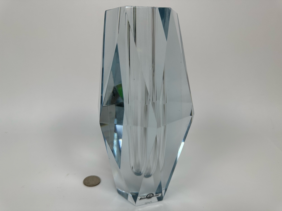 Strombergshyttan Large Faceted Vase Made In Sweden 4.5W X 8.5H Retails $1,200 [Photo 9]