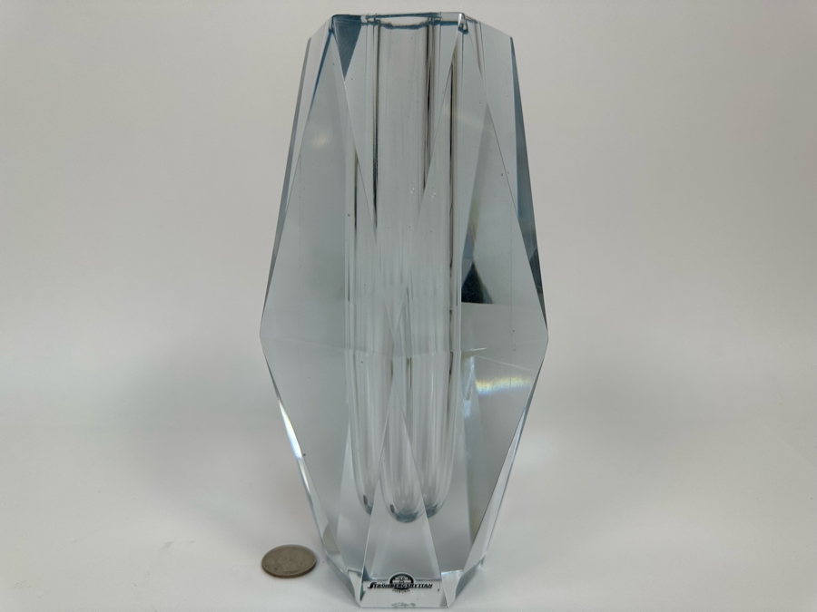 Strombergshyttan Large Faceted Vase Made In Sweden 4.5W X 8.5H Retails $1,200 [Photo 3]