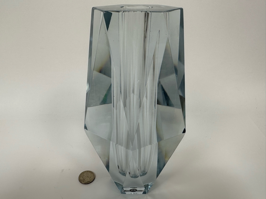 Strombergshyttan Large Faceted Vase Made In Sweden 4.5W X 8.5H Retails $1,200 [Photo 7]