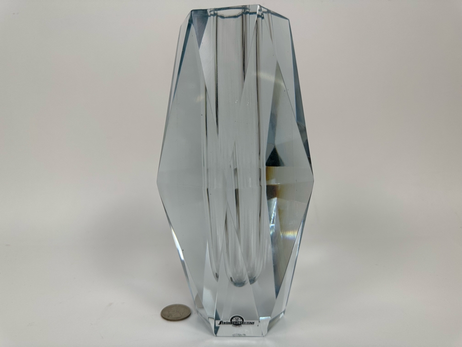 Strombergshyttan Large Faceted Vase Made In Sweden 4.5W X 8.5H Retails $1,200 [Photo 4]