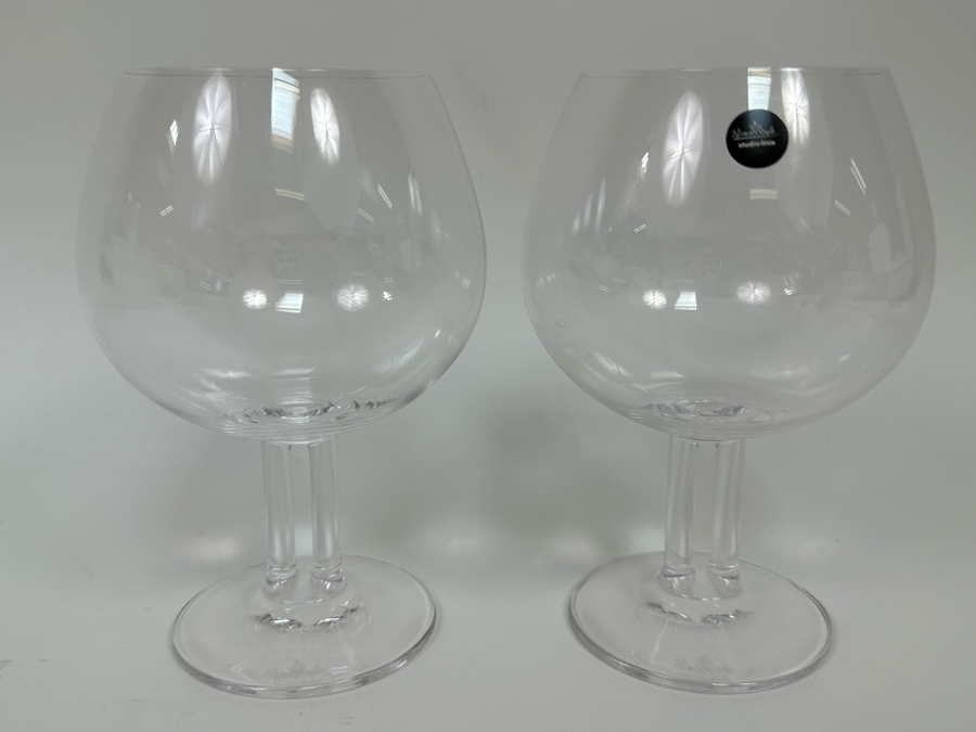 Pair Of Rosenthal Studio-Line Cupola Crystal Brandy Double Stem Stemware Glasses 6H (One New With Original Tag) With Original Box [Photo 14]