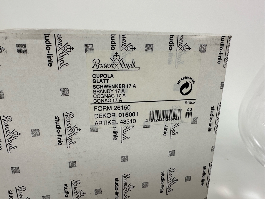 Pair Of Rosenthal Studio-Line Cupola Crystal Brandy Double Stem Stemware Glasses 6H (One New With Original Tag) With Original Box [Photo 11]