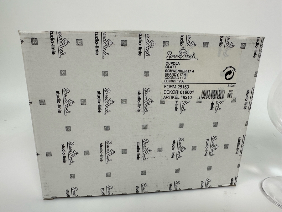 Pair Of Rosenthal Studio-Line Cupola Crystal Brandy Double Stem Stemware Glasses 6H (One New With Original Tag) With Original Box [Photo 10]