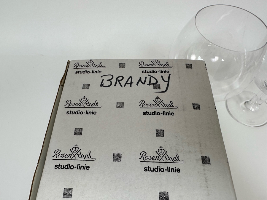 Pair Of Rosenthal Studio-Line Cupola Crystal Brandy Double Stem Stemware Glasses 6H (One New With Original Tag) With Original Box [Photo 12]