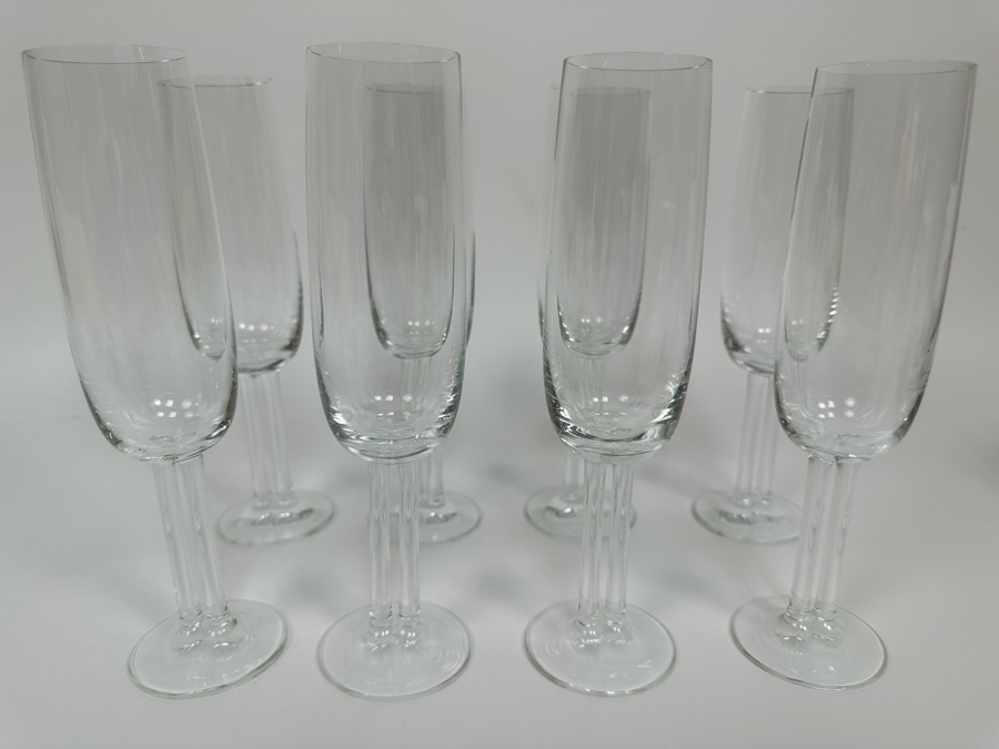 Eight Rosenthal Studio-Line Cupola Crystal Fluted Champagne Double Stem Stemware Glasses 8.5H Replacements Value $400