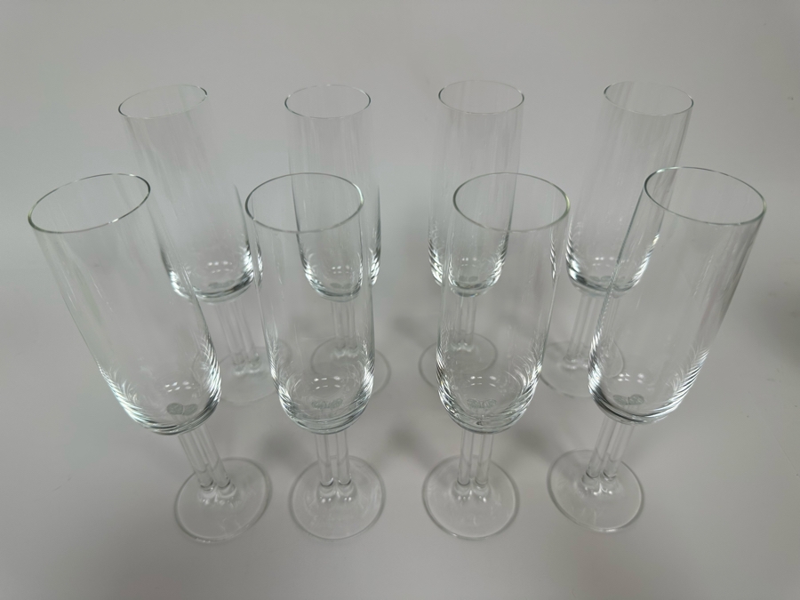 Eight Rosenthal Studio-Line Cupola Crystal Fluted Champagne Double Stem Stemware Glasses 8.5H Replacements Value $400 [Photo 5]