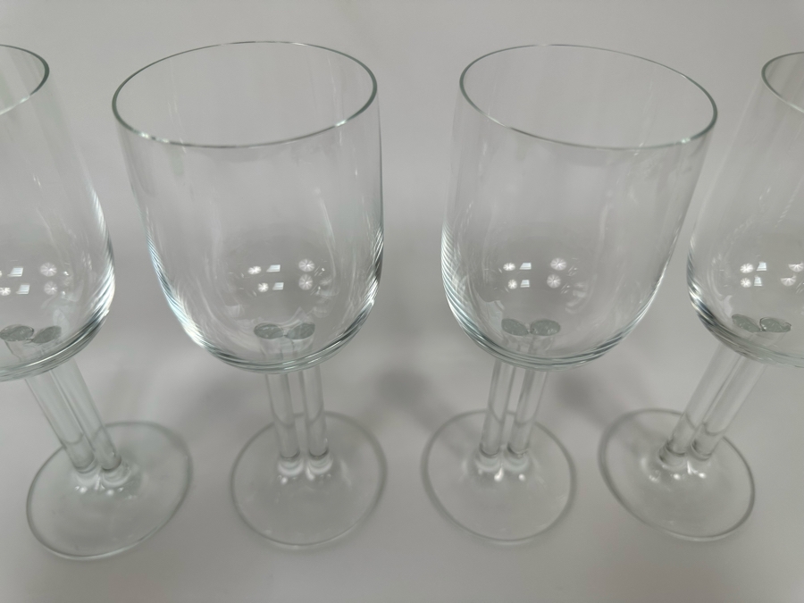 Four Rosenthal Studio-Line Cupola Crystal White Wine Double Stem Stemware Glasses 7 1/4H With Original Box Replacements Value $360 [Photo 6]