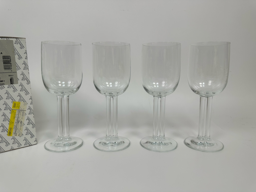 Four Rosenthal StudioLine Cupola Crystal White Wine Double Stem Stemware Glasses 7 1/4H With
