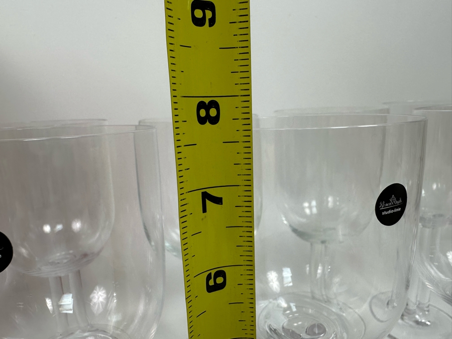 Nine Rosenthal Studio-Line Cupola Crystal Water Goblets Double Stem Stemware Glasses 7 3/4H (Three Are New With Tags) With Original Boxes Replacements Value $720 [Photo 11]