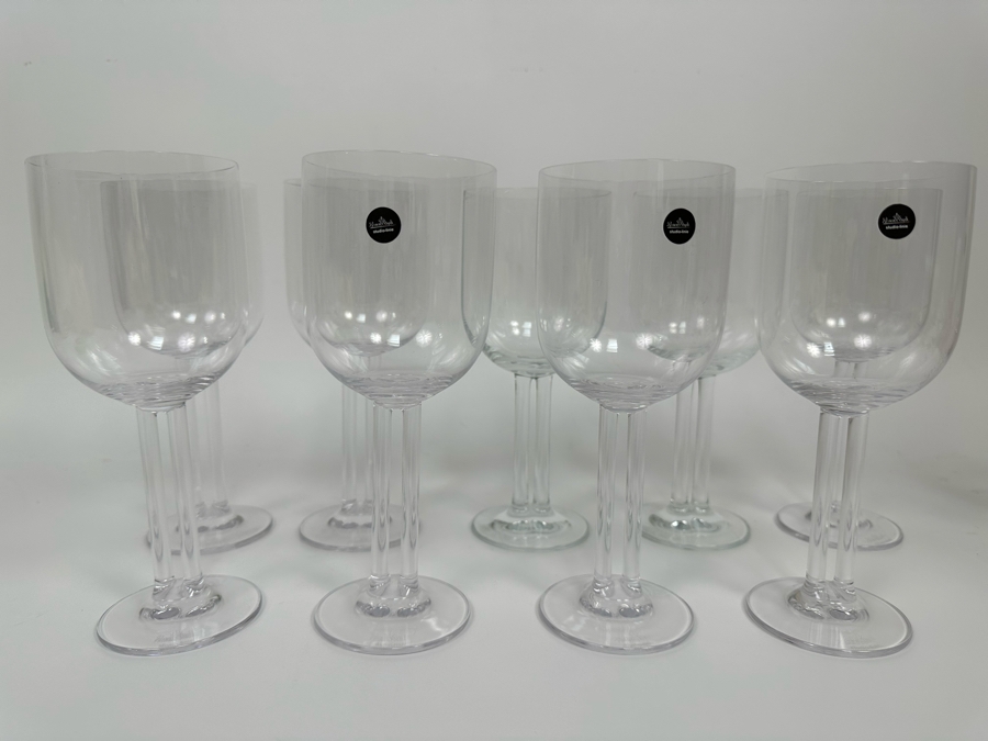 Nine Rosenthal Studio-Line Cupola Crystal Water Goblets Double Stem Stemware Glasses 7 3/4H (Three Are New With Tags) With Original Boxes Replacements Value $720 [Photo 2]