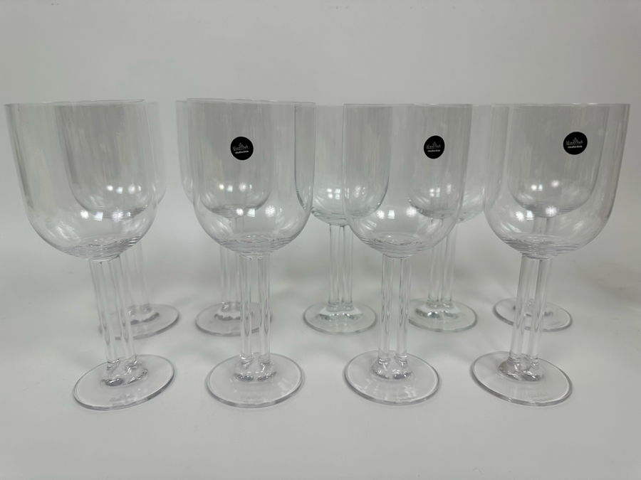 Nine Rosenthal Studio-Line Cupola Crystal Water Goblets Double Stem Stemware Glasses 7 3/4H (Three Are New With Tags) With Original Boxes Replacements Value $720