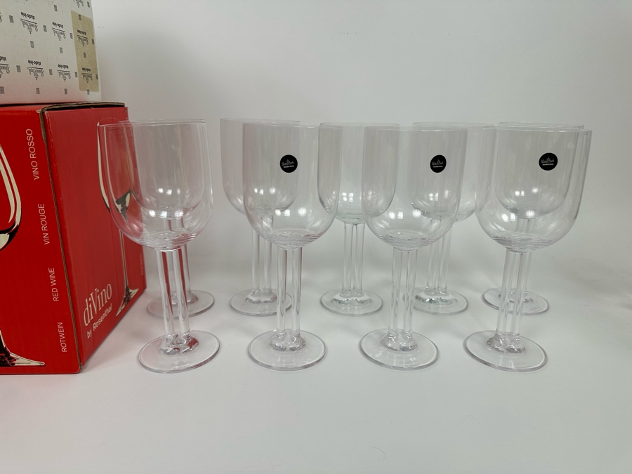 Nine Rosenthal Studio-Line Cupola Crystal Water Goblets Double Stem Stemware Glasses 7 3/4H (Three Are New With Tags) With Original Boxes Replacements Value $720 [Photo 10]