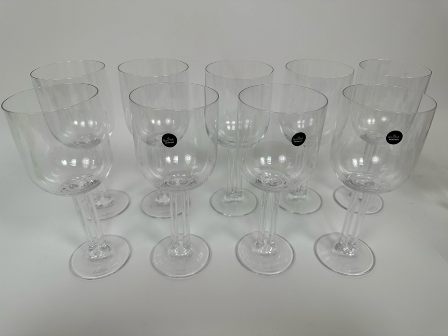 Nine Rosenthal Studio-Line Cupola Crystal Water Goblets Double Stem Stemware Glasses 7 3/4H (Three Are New With Tags) With Original Boxes Replacements Value $720 [Photo 3]