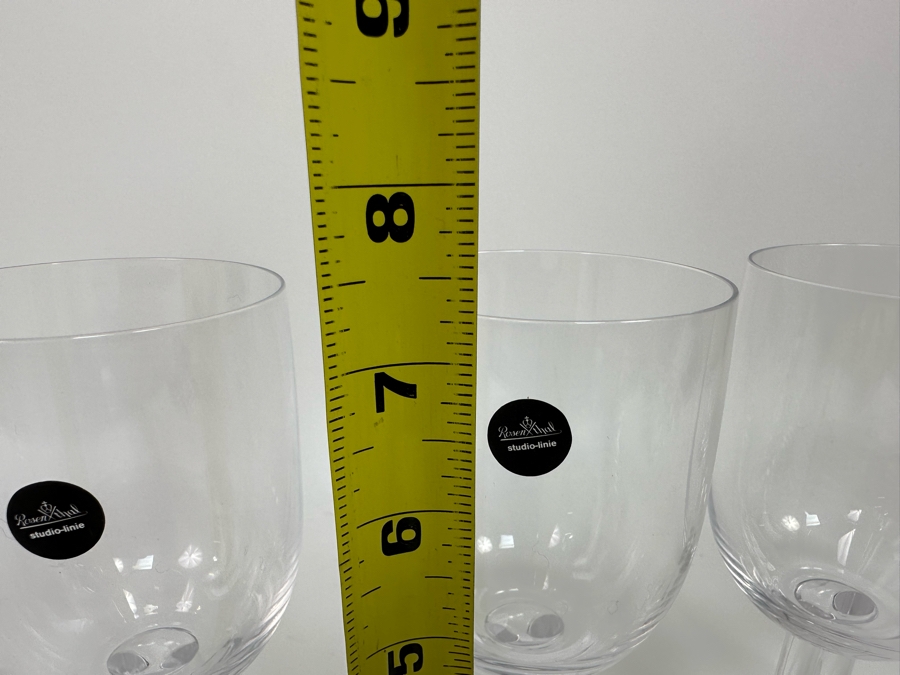 Four Rosenthal Studio-Line Cupola Crystal White Wine Double Stem Stemware Glasses New With Tags 7 1/4H With Original Box Replacements Value $360 [Photo 5]
